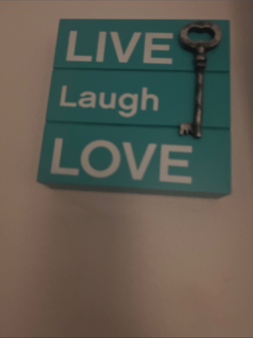 Live Laugh Love Teal Wall Sign with Accent Key
